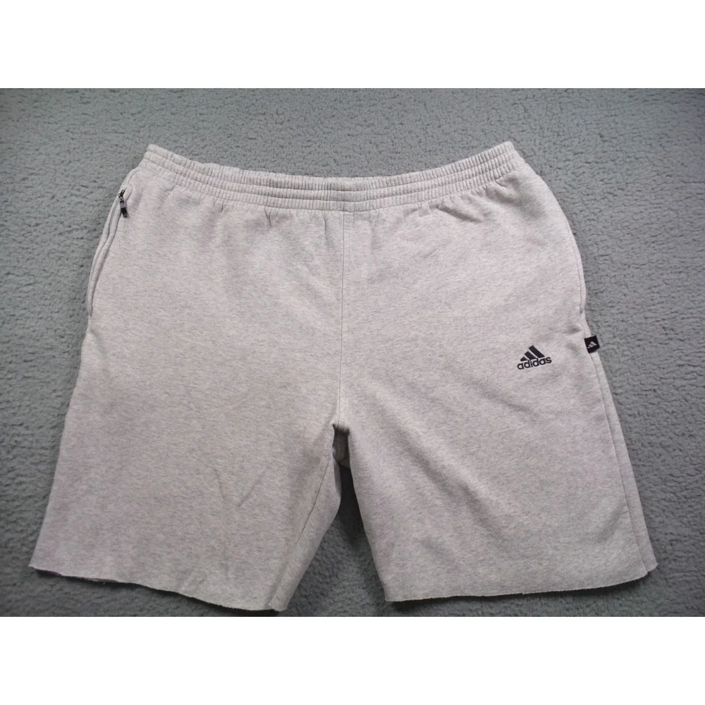 Vintage Adidas Sweat Shorts Mens Size‎ XL Gray Cut Off Zipped Pockets Drawstring